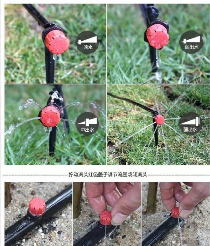 8孔流量可调节滴头小红帽果树滴灌可拆清洗厂家销售包邮