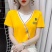 假两件撞色短袖t恤女新款夏季韩版时尚修身短款T恤