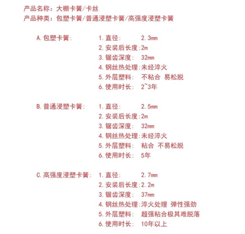 卡簧，北京卡簧，大棚配件压膜簧，浸塑卡簧