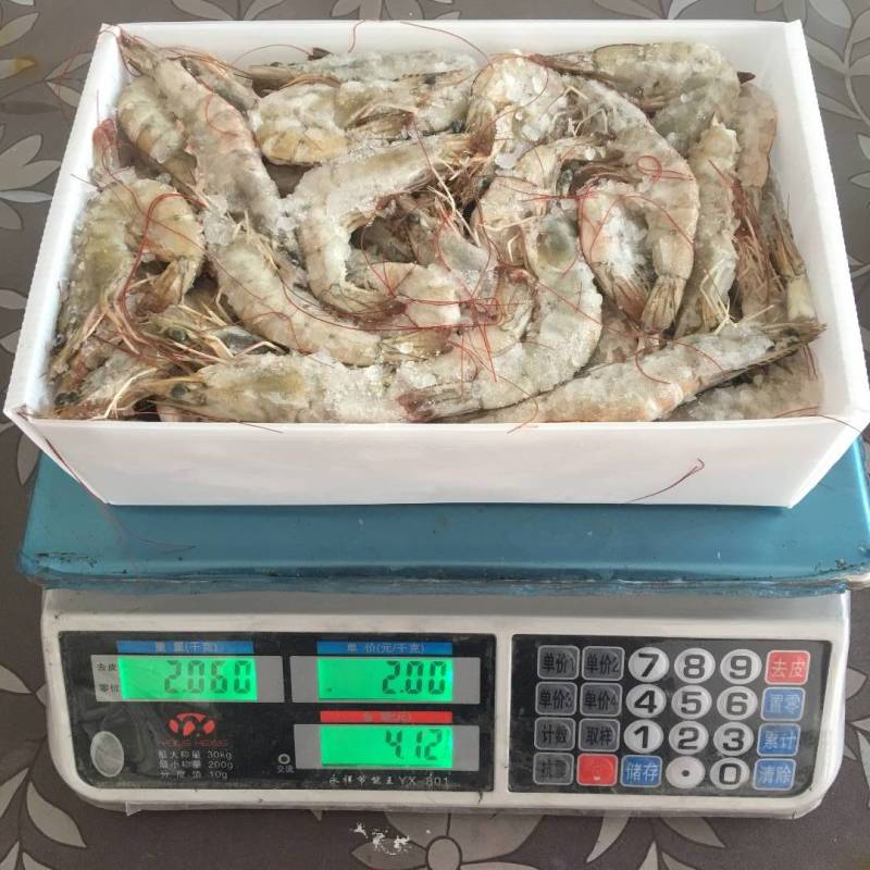 盐冻虾冷虾一箱6盒净重20.4斤货源充足，常年供应