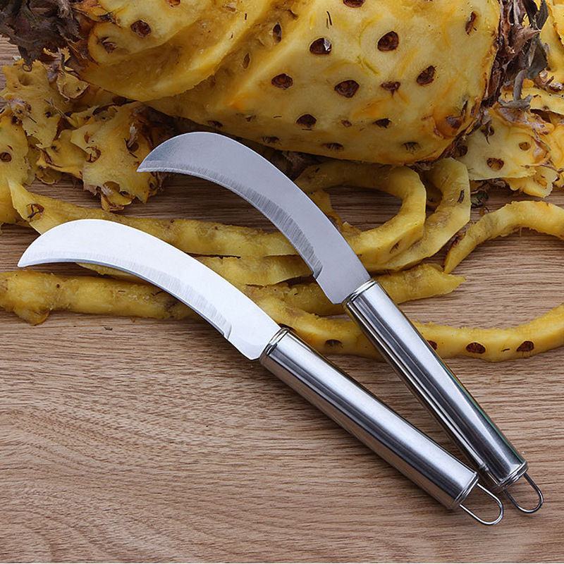 削菠萝神器不锈钢削皮器切菠萝刀去眼器夹子工具弯刀挖眼