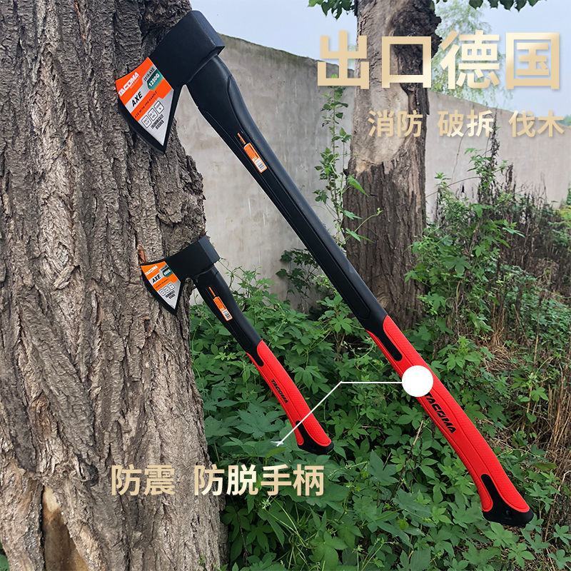 户外多功能高碳钢开山斧大号破拆消防斧野营伐木劈柴砍树镇宅