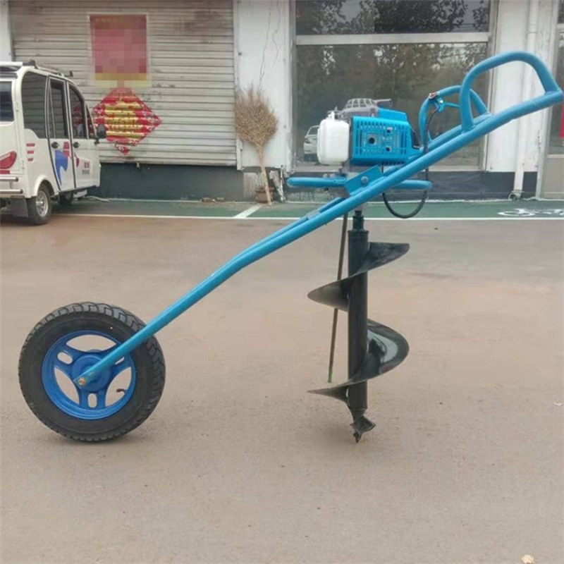 手推独轮款挖坑机小型植树挖坑机多用途钻眼机
