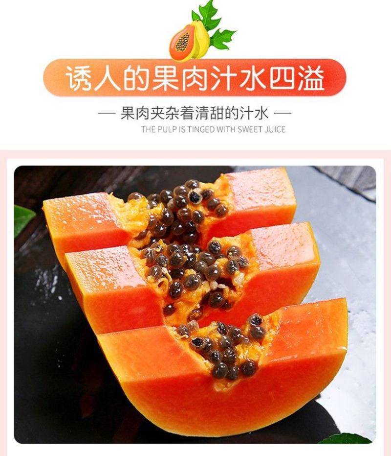 广西高山红心木瓜/一件代发/肉质细腻/肉厚丝滑满口溢汁