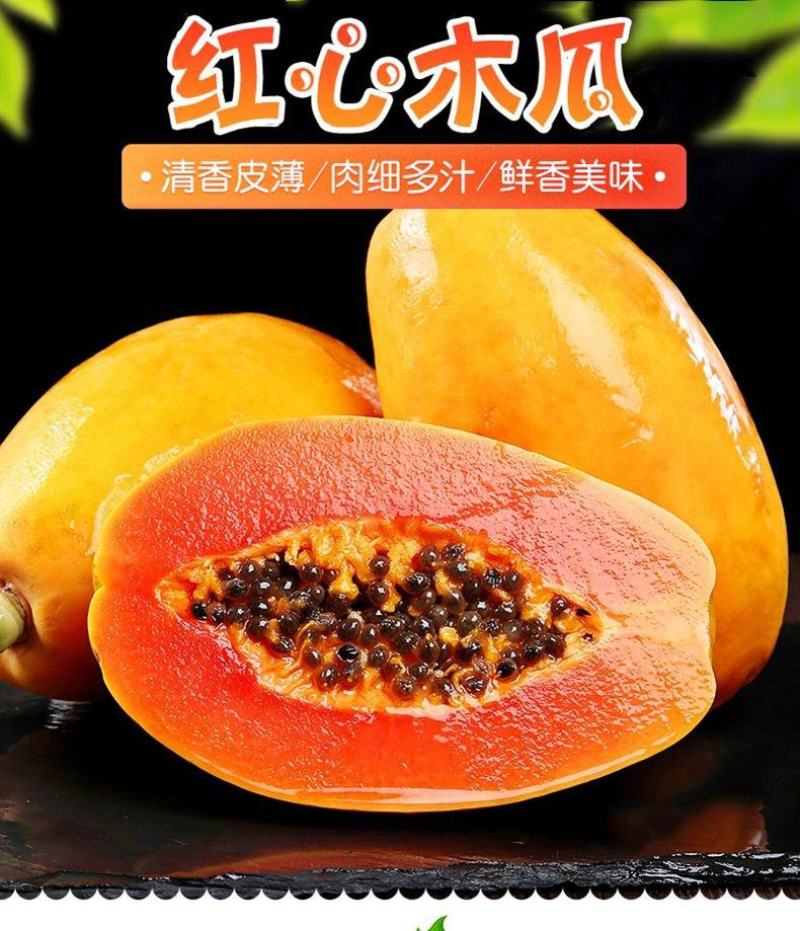 广西高山红心木瓜/一件代发/肉质细腻/肉厚丝滑满口溢汁