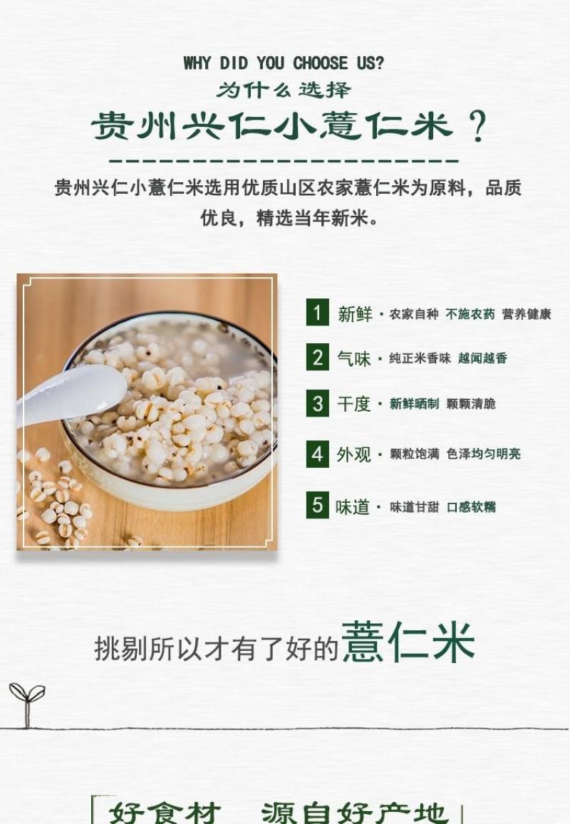 产地货源直供新货小薏米500g薏仁米中药材薏苡仁五谷杂粮