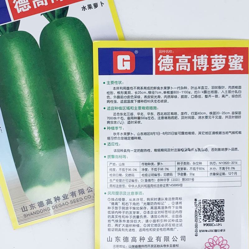 德高博萝蜜水果萝卜种子青皮青肉脆甜萝卜种子20克原装