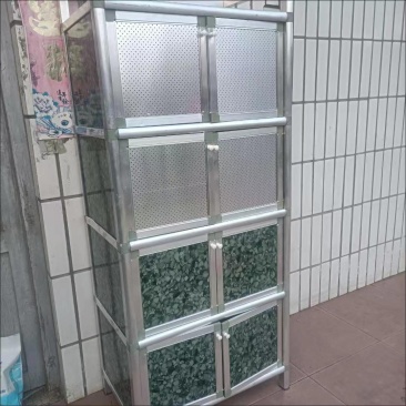 简易餐边柜不生锈三层组装铝合金橱柜厨房放碗柜客厅收纳柜置