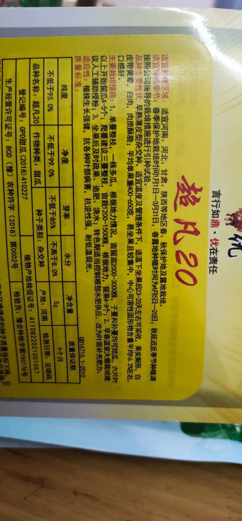 甜瓜种子凡20—新引进的早熟黄晕白肉薄皮甜瓜品种