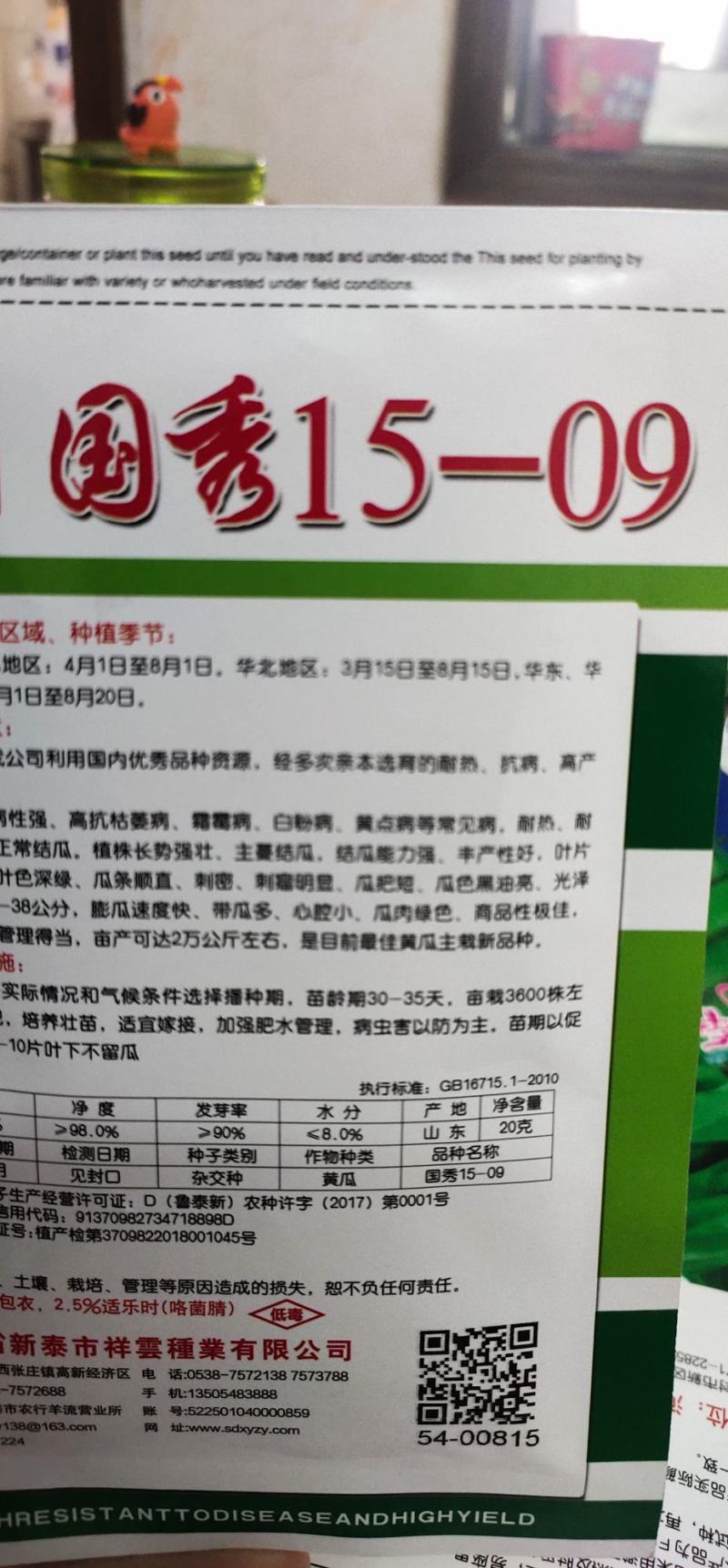 黄瓜种子国秀15-09油亮型膨瓜速度快、带瓜多、