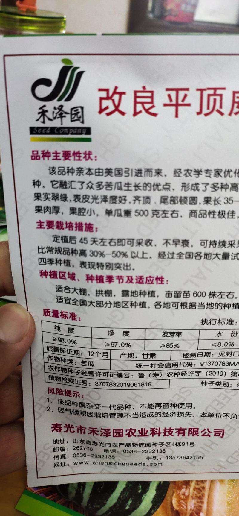 苦瓜种子改良平顶威龙苦瓜果肉厚，果腔小，