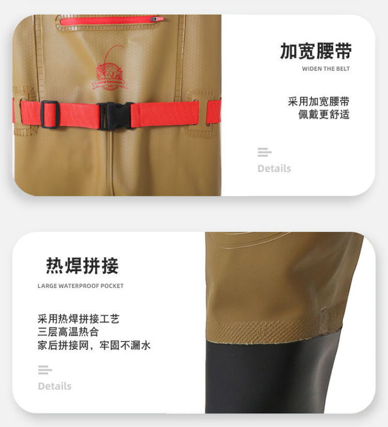 加厚下水裤耐磨防水半身雨裤牛筋底皮叉裤全身一体捕鱼下水衣