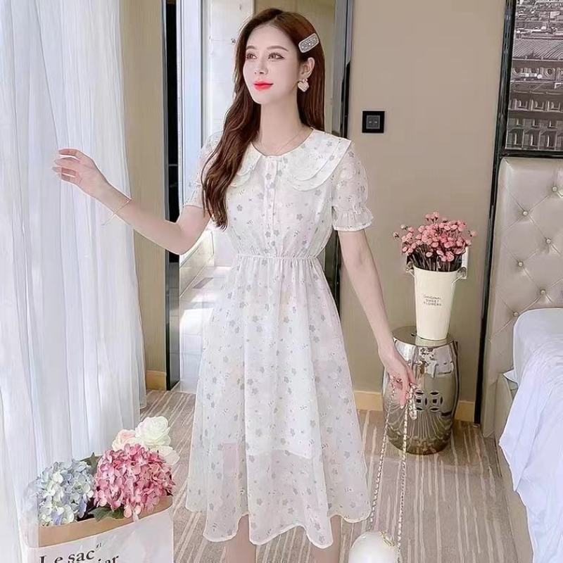 夏季雪纺连衣裙女装夏装2022年新款气质显瘦收腰小个子裙