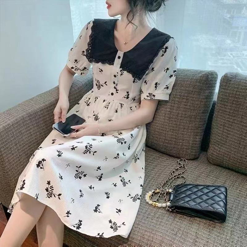 夏季雪纺连衣裙女装夏装2022年新款气质显瘦收腰小个子裙
