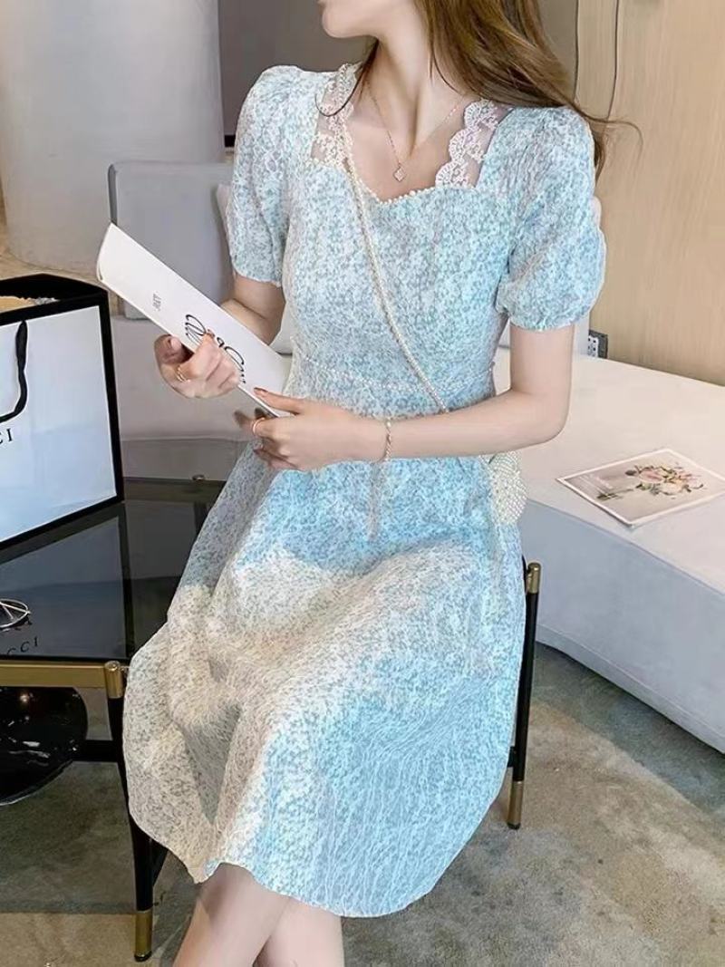 夏季雪纺连衣裙女装夏装2022年新款气质显瘦收腰小个子裙