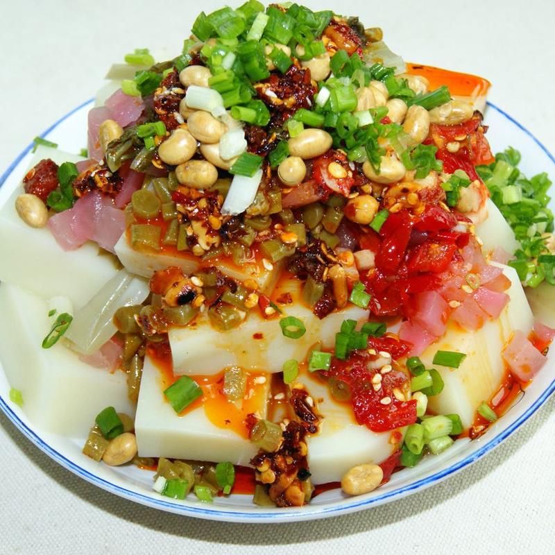 米豆腐送7种配料贵州特产遵义小吃米豆腐米凉粉凉菜米