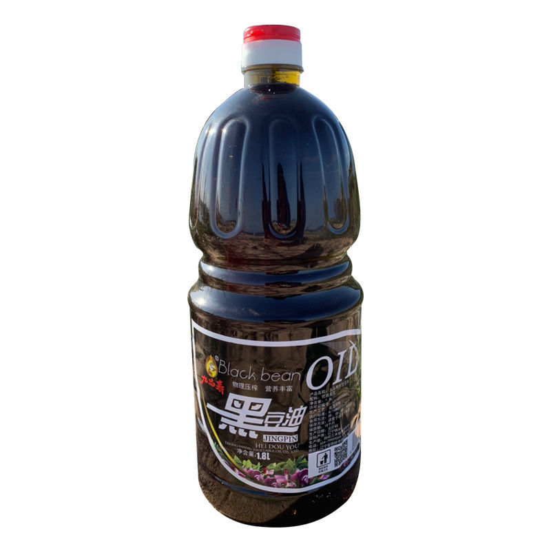 九品寿黑豆油1.8升传统冷压榨食用油绿芯黑大豆非转基因营