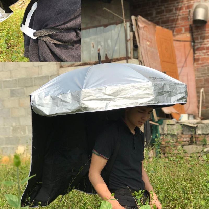 采茶伞钓鱼伞采茶伞可背式遮阳伞超轻头帽伞户外防晒创意晴雨