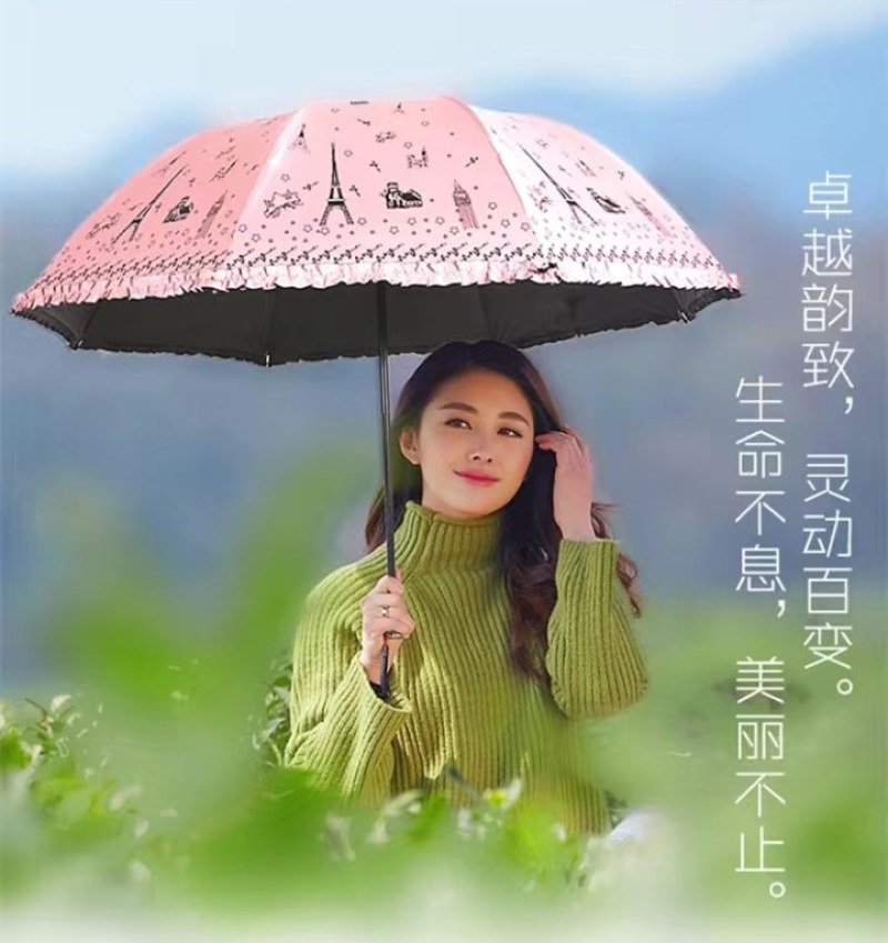 十骨大号双人雨伞黑胶防晒遮阳晴雨伞男女防紫外线折叠伞