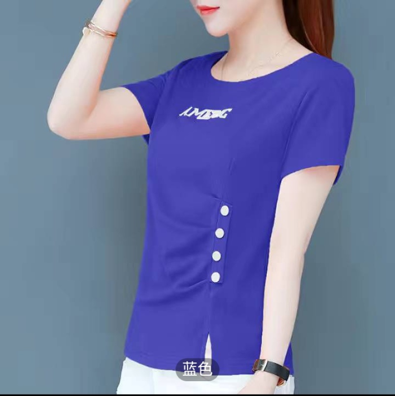 短袖T恤女夏季新款修身洋气圆领显瘦T恤