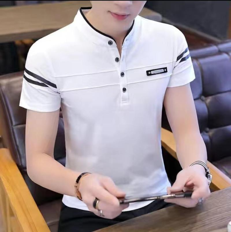 【纯棉】新款男士短袖T恤韩版修身翻领POLO衫男装