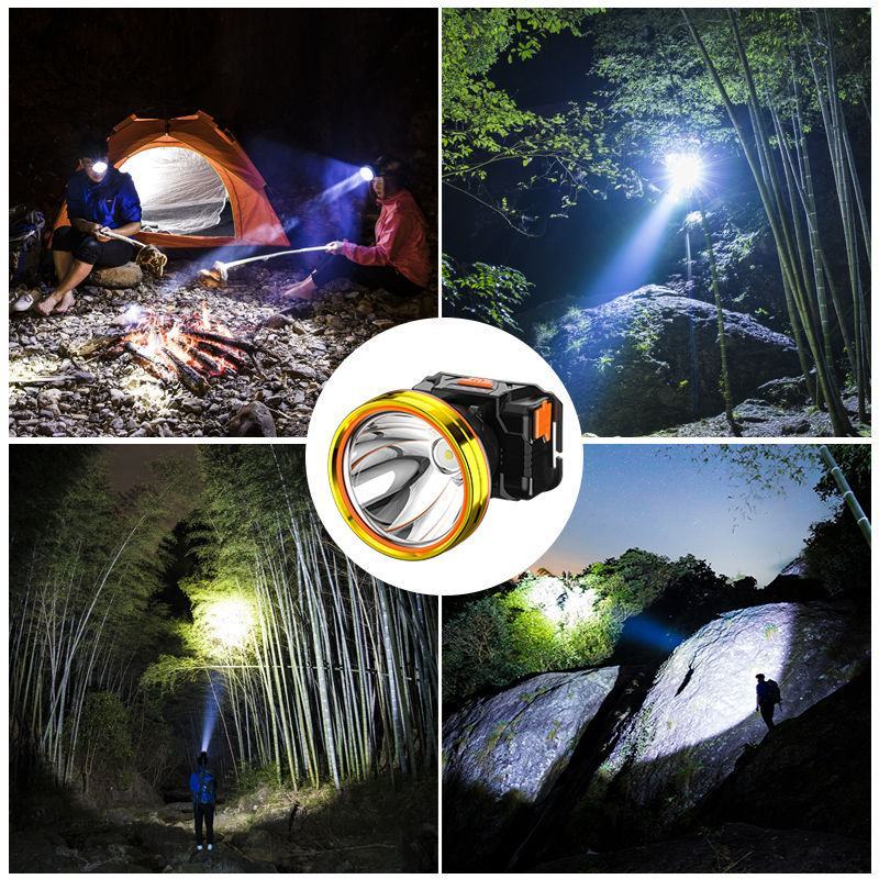 小野人led头灯强光可充电头戴式手电筒野外工作超亮氙气锂
