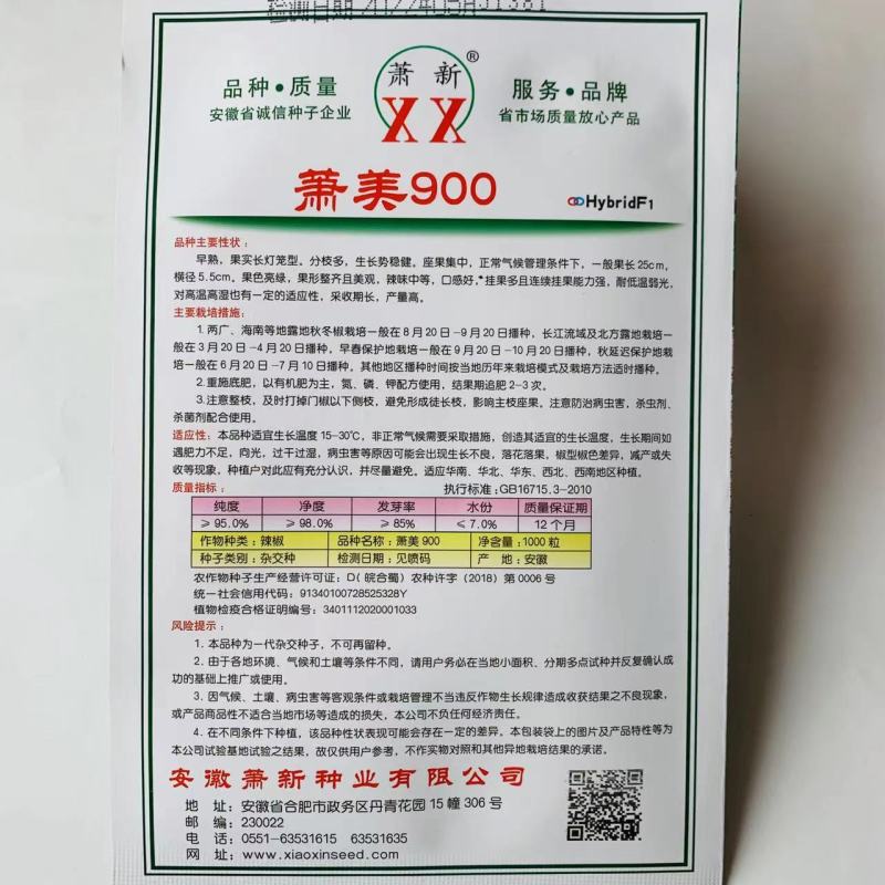 萧美900辣椒种子大果早熟青果亮绿长灯笼型泡椒种子高产