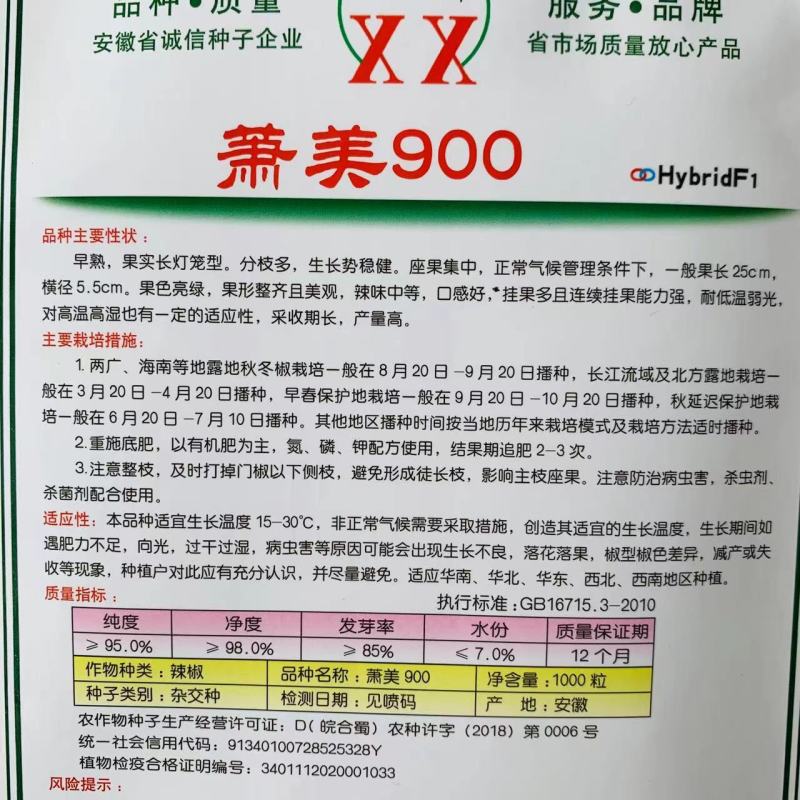 萧美900辣椒种子大果早熟青果亮绿长灯笼型泡椒种子高产