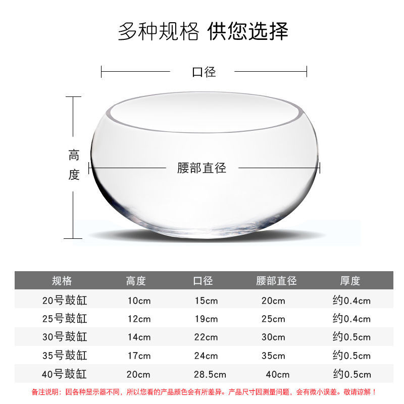 透明玻璃鱼缸小型金鱼缸家用造景圆形小鱼缸客厅办公桌迷你乌