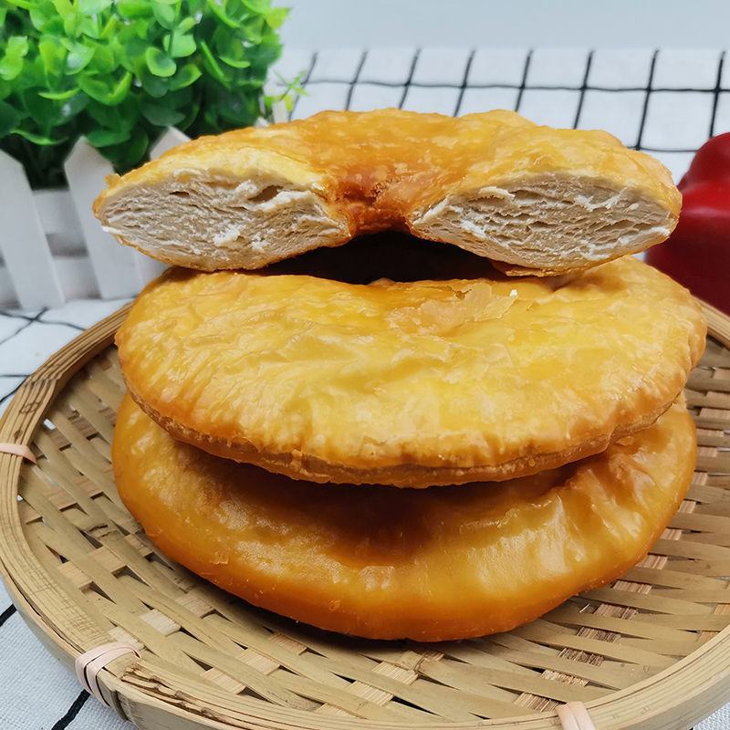 西北特产甘肃胡麻油老式油饼子小吃香酥锅盔烧饼手工传统油馍