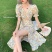 女装长裙修身百搭新款法式碎花连衣裙中长开叉