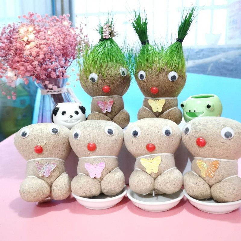 草头娃娃草头人可爱迷你小草人植物盆景长草迷你盆栽创意绿植