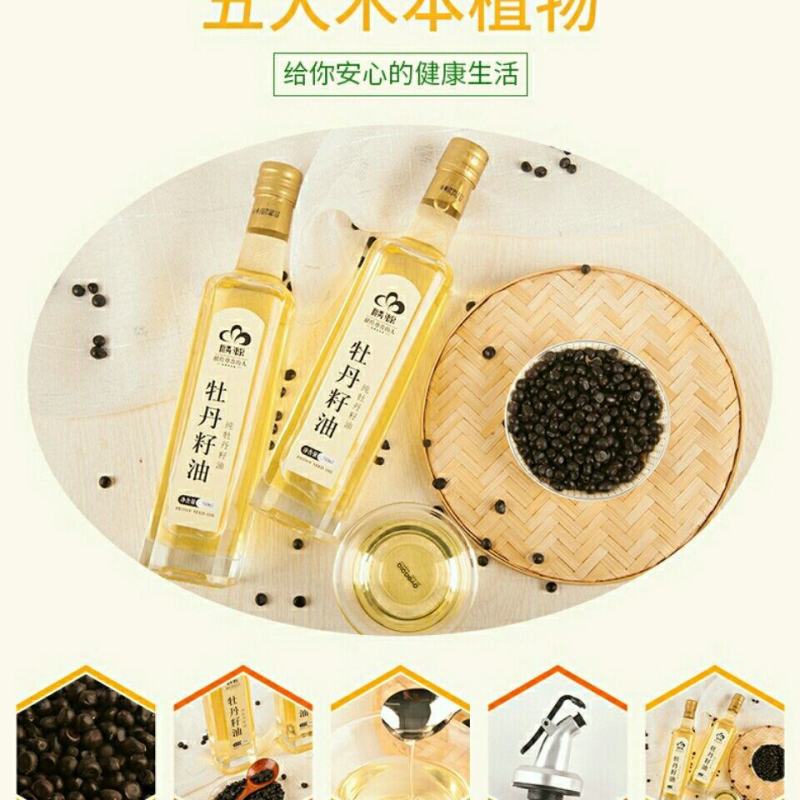 菏泽特产纯牡丹籽油500ml瓶装低温冷榨食用植物油工厂店