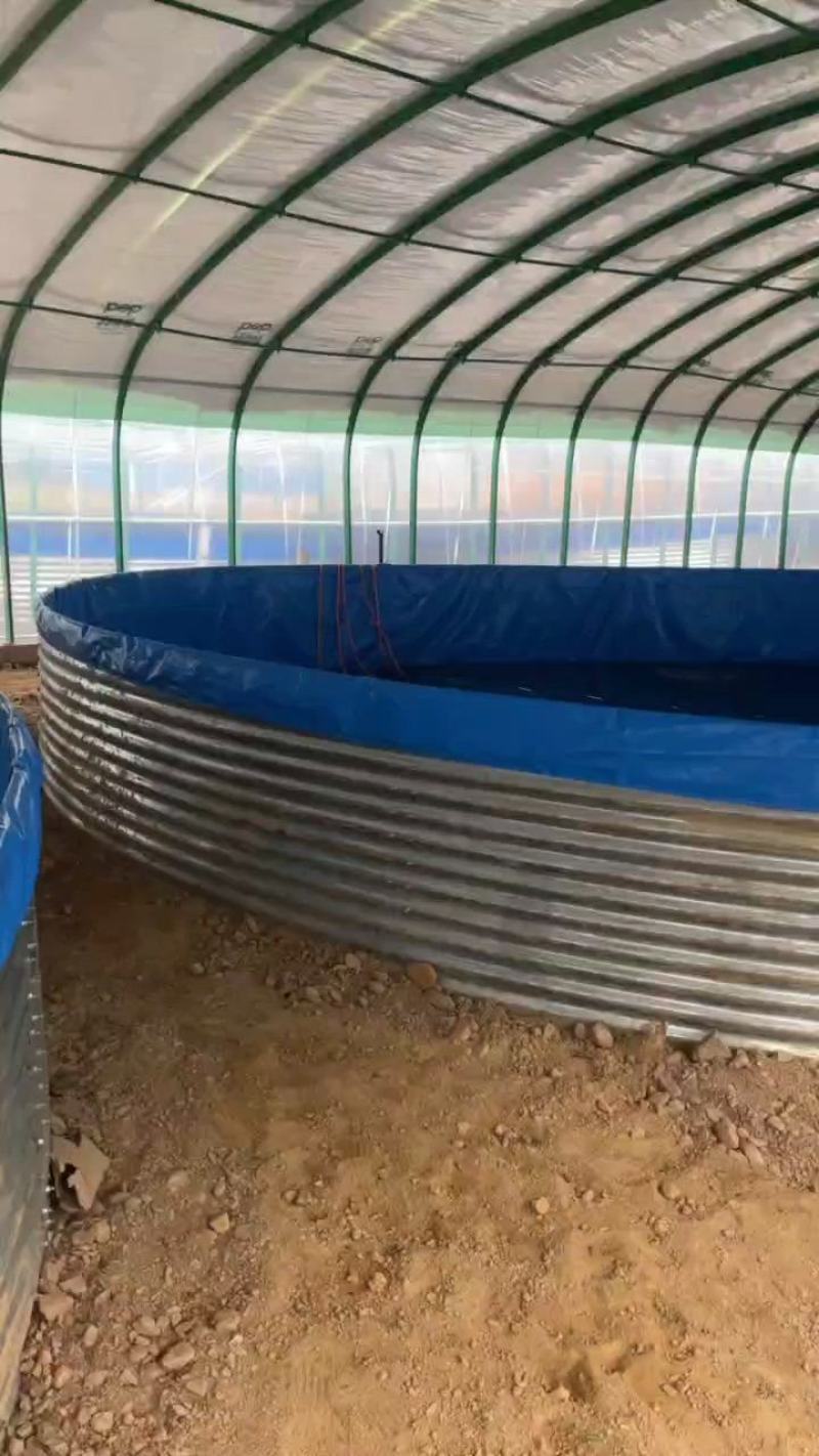 镀锌板帆布池方形圆形刀刮布养殖池蓄水池圆桶支架尺寸定做厂