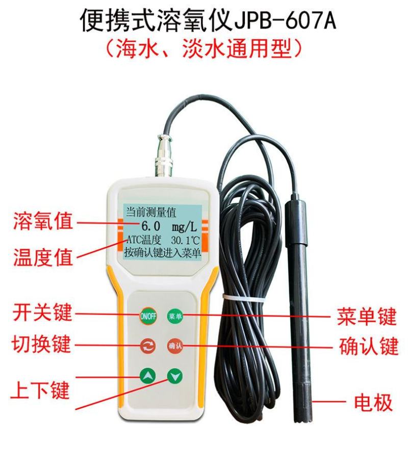 鱼塘溶氧检测仪便携式水产养殖溶氧仪水含氧量测定仪测试仪器