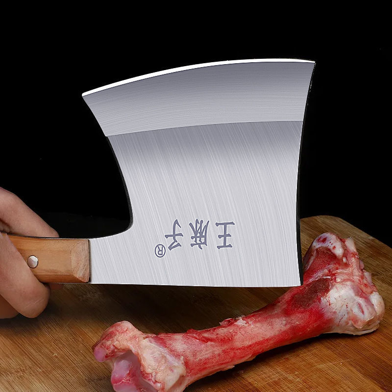 王麻子砍骨斧刀厨师专用剁骨菜刀加大厚垛刀商用斩大骨断骨斧