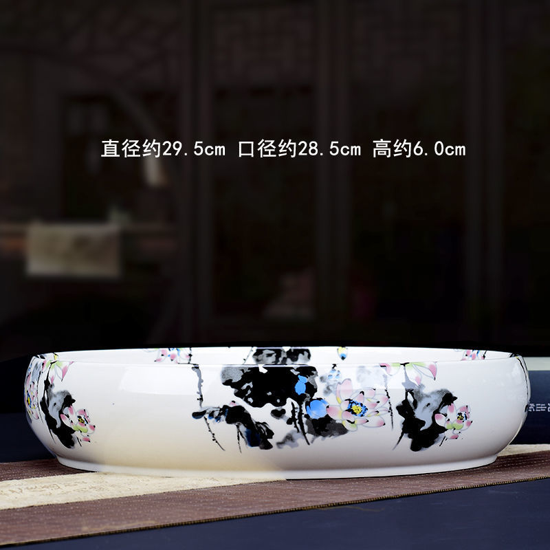 特大号水仙花盆陶瓷无孔水培碗莲一叶莲铜钱草专用盆多肉植物