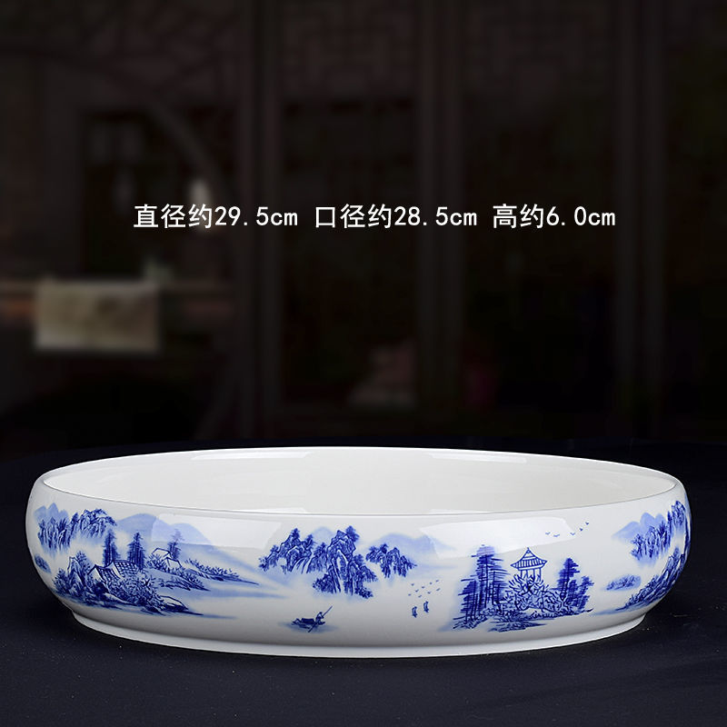 特大号水仙花盆陶瓷无孔水培碗莲一叶莲铜钱草专用盆多肉植物