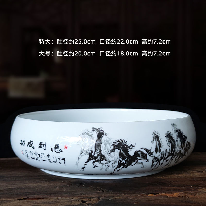特大号水仙花盆陶瓷无孔水培碗莲一叶莲铜钱草专用盆多肉植物