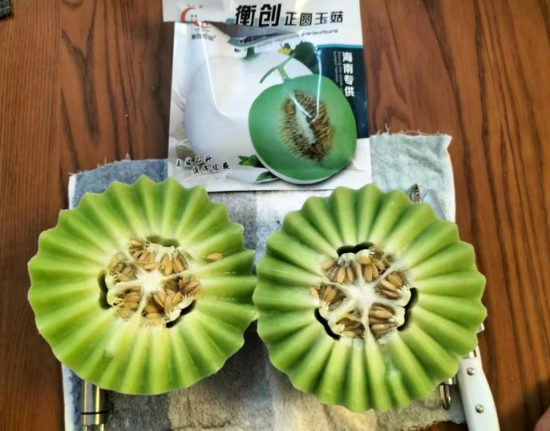 玉菇甜瓜种子衡创正圆玉菇含糖度高大果抗病果肉翠绿色