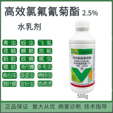 2.5%高效氯氟氰菊酯青虫小叶娥蚜虫食心虫斑潜蝇用药