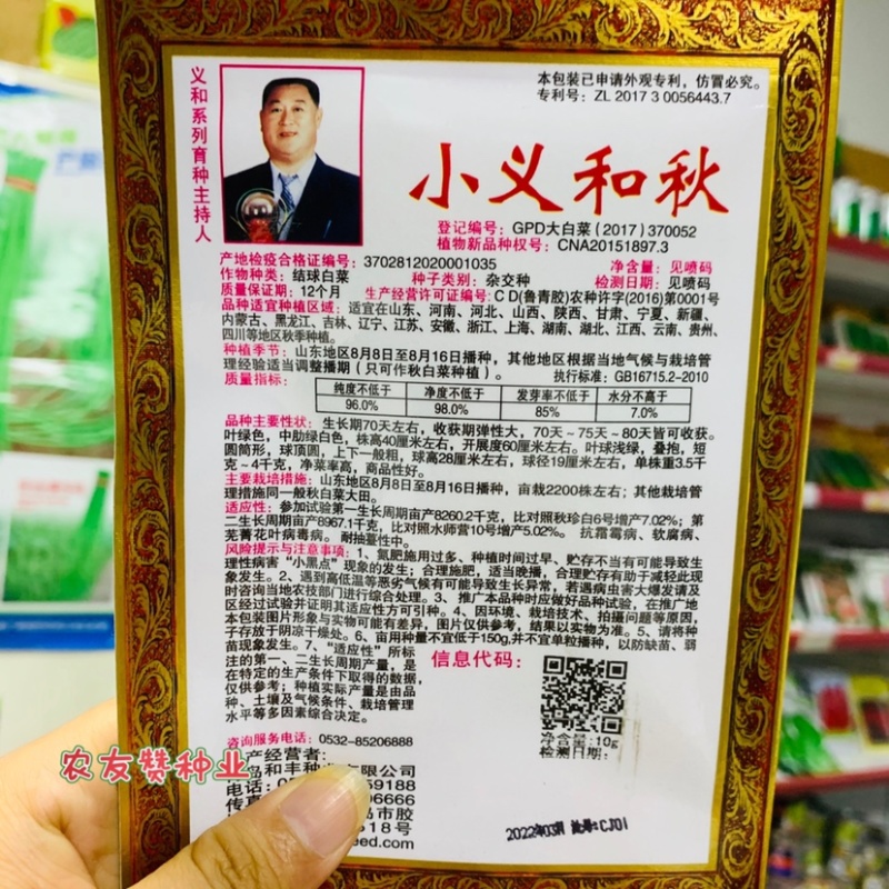 正宗小义和秋白菜种子好吃好卖结球大白菜种子净菜率高