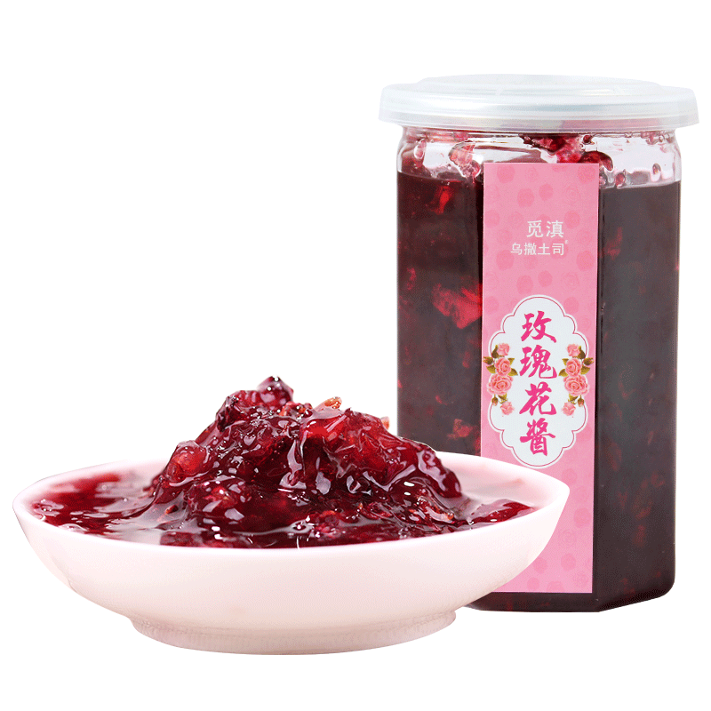 玫瑰酱400g瓶装云南蜂蜜高原花酿鲜花果酱冰粉粉配料