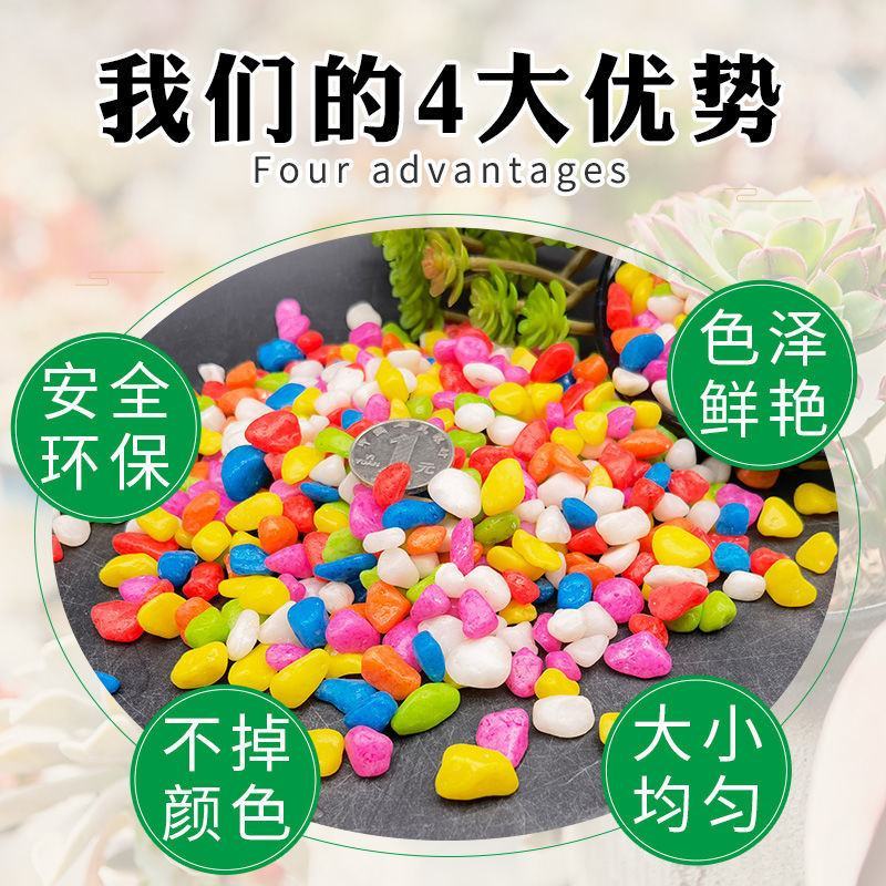 多肉铺面石花盆栽花卉装饰彩石子园艺彩色小石头鱼缸造景五彩