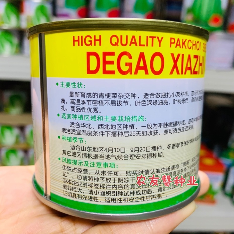 德高夏致青梗菜种子耐捆扎耐热耐湿叶色深绿油亮青菜种子