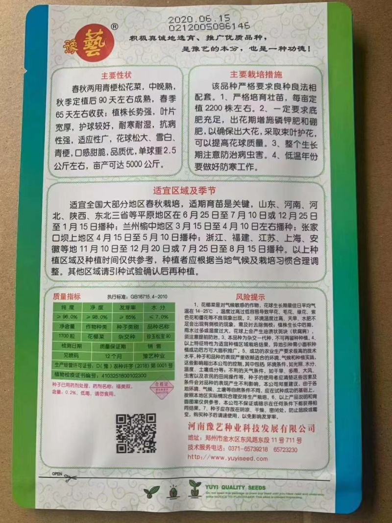 珍玉松宝90菜花种子春秋两用抗病花球大松大囗感好亩500