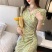 碎花连衣裙女2022新款v领高腰显瘦泡泡袖设计感法式小个