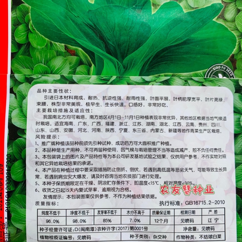 耐热束腰青梗菜种子晓富绿翡翠青菜种子耐湿，夏季高温不拔节