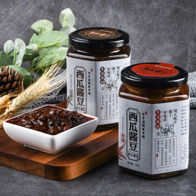 安徽阜阳河南山东特产西瓜酱豆子黄豆酱豆瓣酱拌饭酱下饭酱香