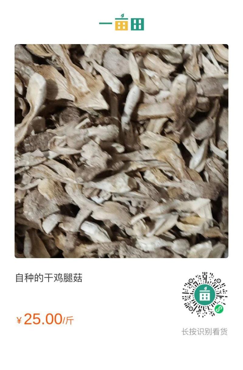 自种干鸡腿菇，质优价廉，一首货源，没有中间商。